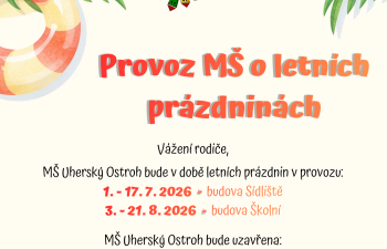 Provoz MŠ o letních prázdninách 