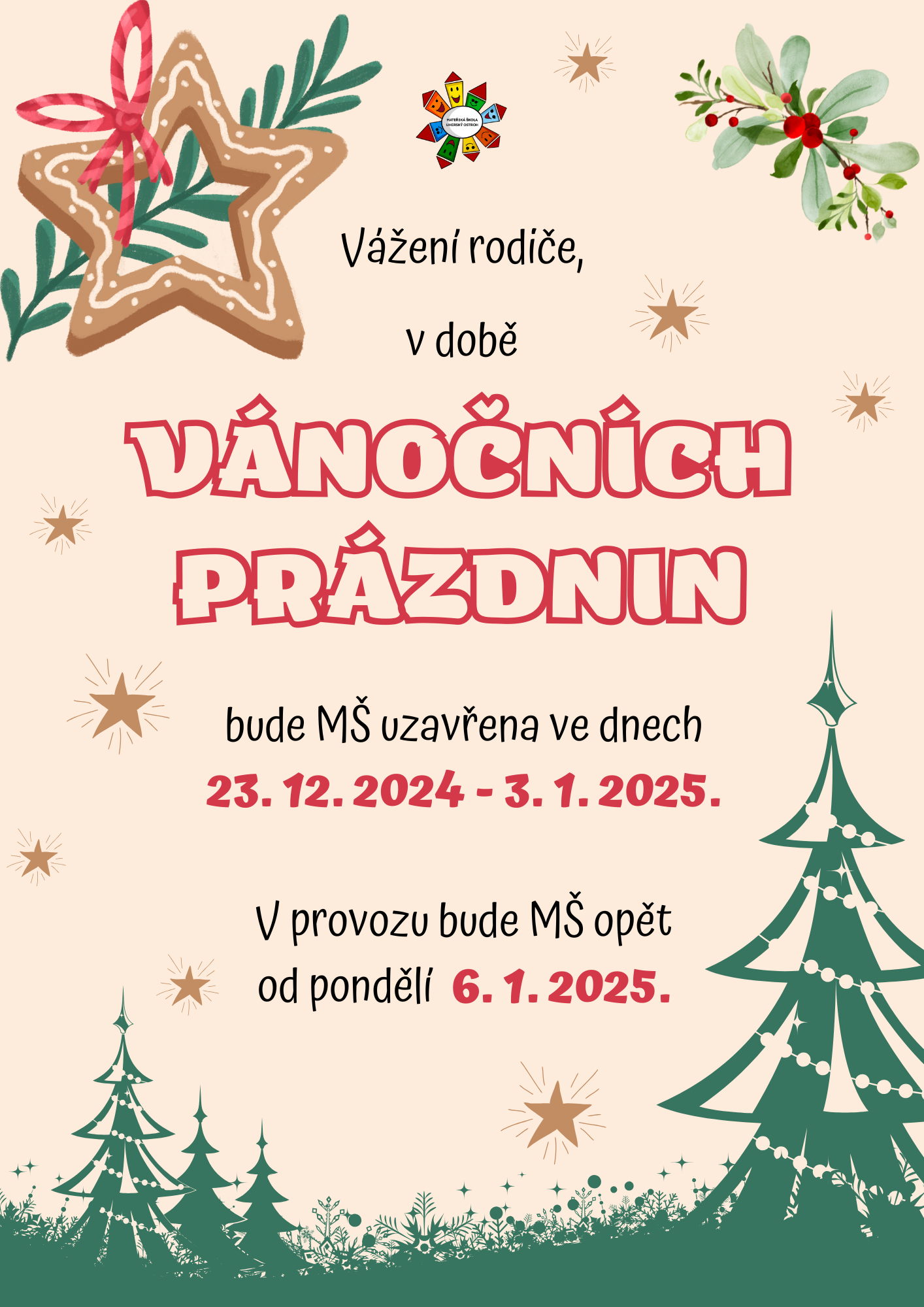 Provoz VÁNOČNÍ PRÁZDNINY