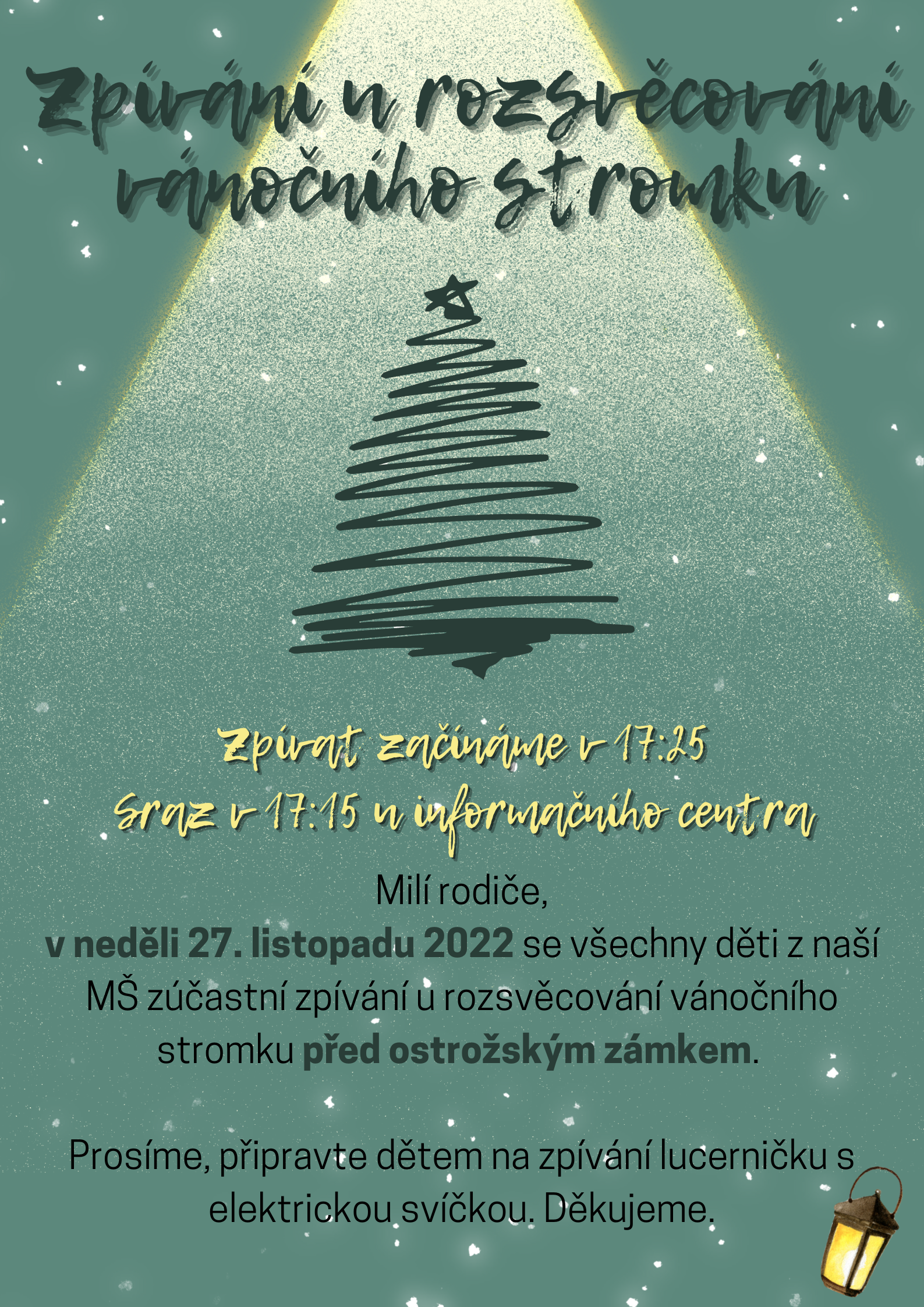 Zpívání u rozsvěcování vánočního stromku