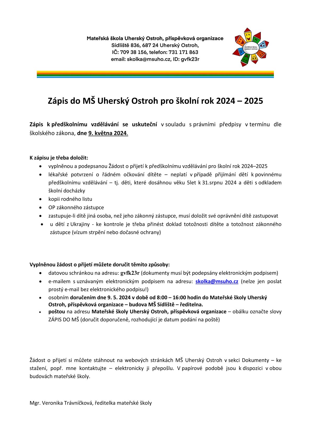 informace k zápisu 9.5.2024